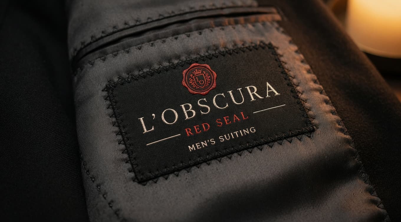 Woven label sewn into a jacket lining